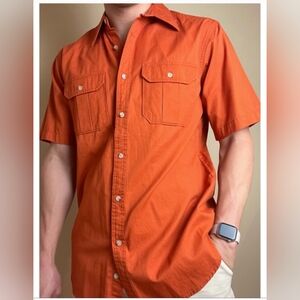 Faded glory mens orange button down shirts Short Sleeve Size L